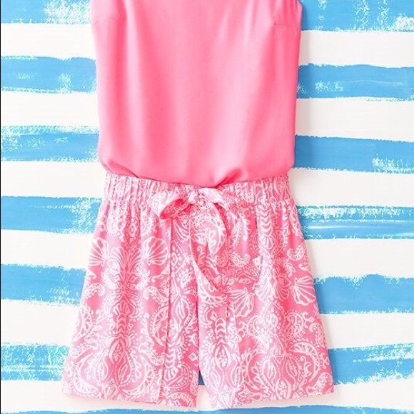 Lilly Pulitzer Myles Tie Front Short Havana Pink - Picture 10 of 16